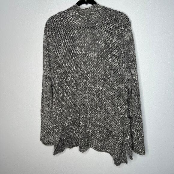Eileen Fisher Knit Cardigan Charcoal Gray Linen Open Front Long Sleeve Sz L - Picture 5 of 5